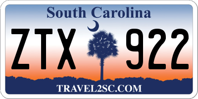 SC license plate ZTX922