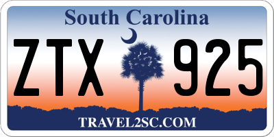 SC license plate ZTX925