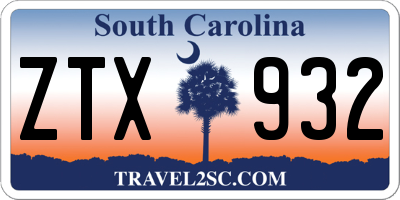 SC license plate ZTX932