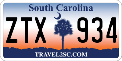 SC license plate ZTX934