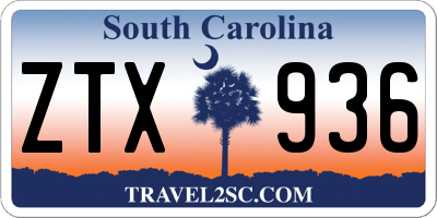 SC license plate ZTX936