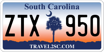 SC license plate ZTX950