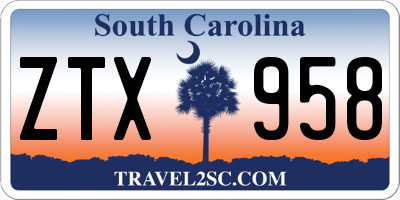 SC license plate ZTX958