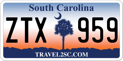 SC license plate ZTX959