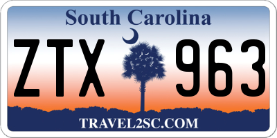SC license plate ZTX963