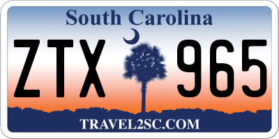 SC license plate ZTX965