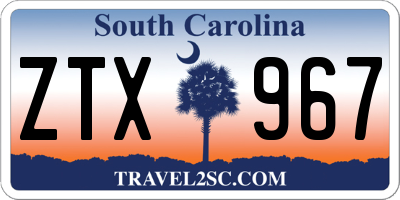 SC license plate ZTX967