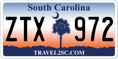 SC license plate ZTX972