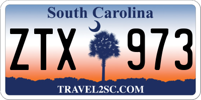 SC license plate ZTX973