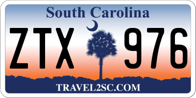 SC license plate ZTX976