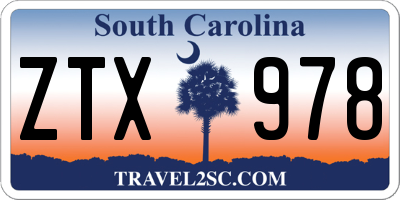 SC license plate ZTX978