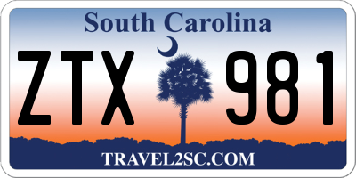 SC license plate ZTX981
