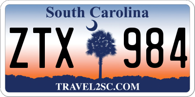 SC license plate ZTX984