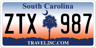 SC license plate ZTX987