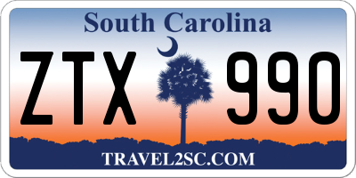 SC license plate ZTX990
