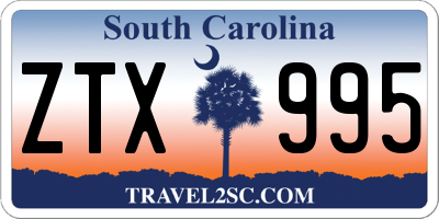 SC license plate ZTX995