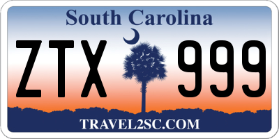 SC license plate ZTX999