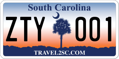 SC license plate ZTY001