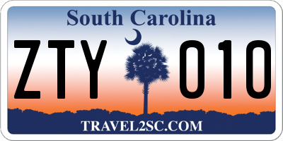 SC license plate ZTY010