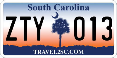 SC license plate ZTY013