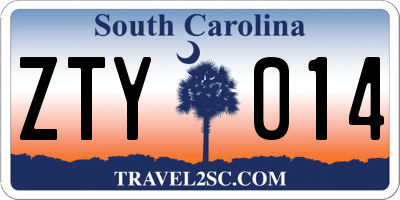 SC license plate ZTY014