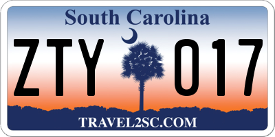 SC license plate ZTY017