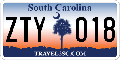 SC license plate ZTY018