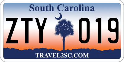 SC license plate ZTY019