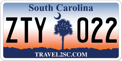 SC license plate ZTY022