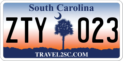 SC license plate ZTY023