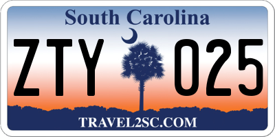 SC license plate ZTY025