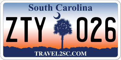 SC license plate ZTY026