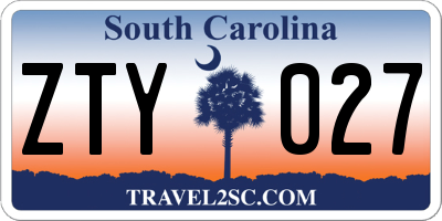 SC license plate ZTY027