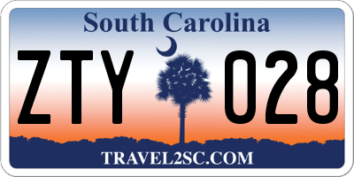 SC license plate ZTY028