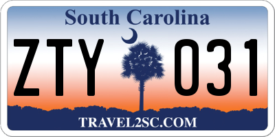 SC license plate ZTY031