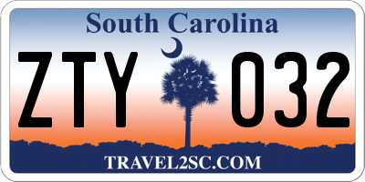SC license plate ZTY032