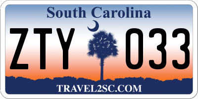 SC license plate ZTY033