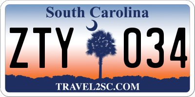 SC license plate ZTY034