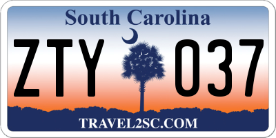 SC license plate ZTY037