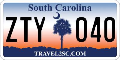 SC license plate ZTY040
