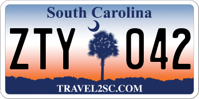 SC license plate ZTY042