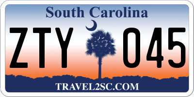 SC license plate ZTY045