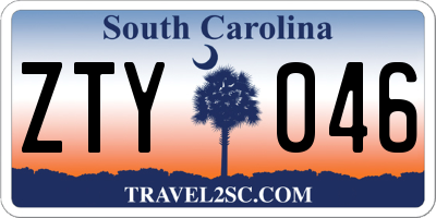 SC license plate ZTY046