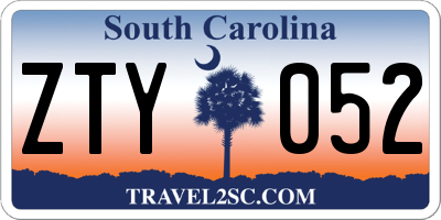 SC license plate ZTY052
