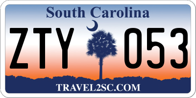 SC license plate ZTY053