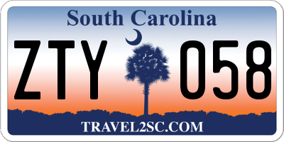 SC license plate ZTY058