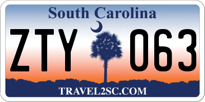SC license plate ZTY063