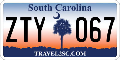 SC license plate ZTY067