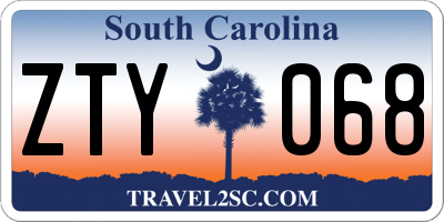 SC license plate ZTY068