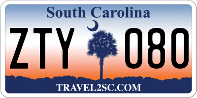 SC license plate ZTY080